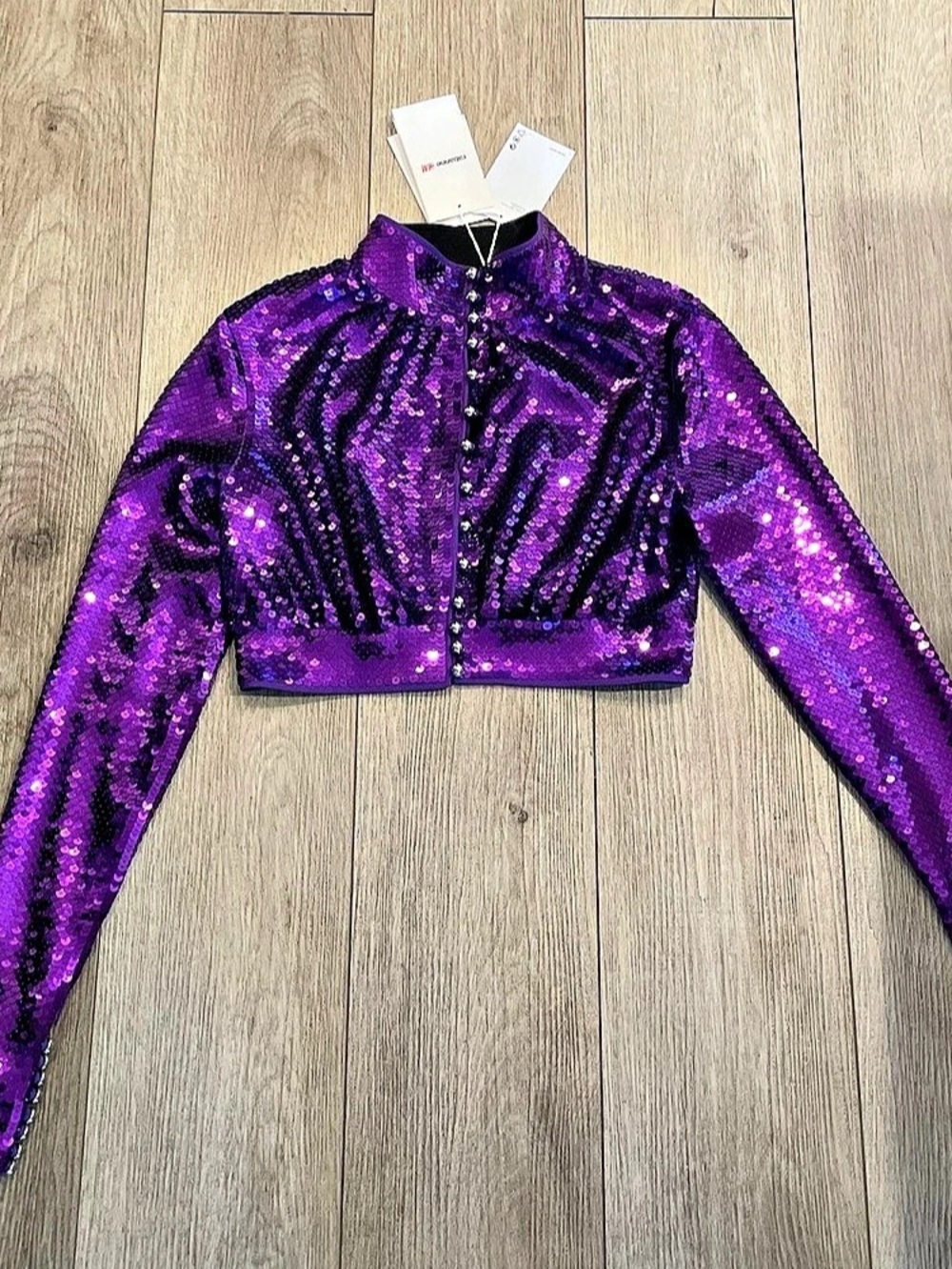 Paco Rabanne by H&M Purple Sequin Cropped Jacket Size Medium NWT